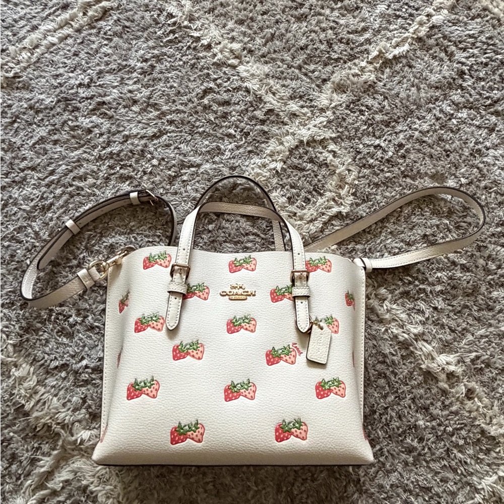 Coach Cream Bag with Strawberry Design